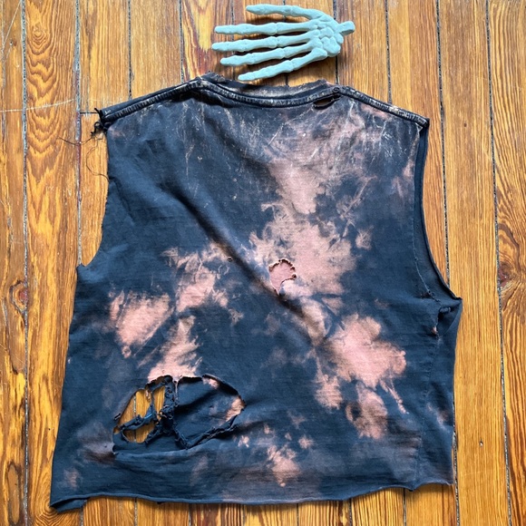 🏴‍☠️ SOLD 🏴‍☠️ Thrashed Bleached Cropped Skeleton Boxy Muscle Tee ~ Size M - Picture 7 of 8